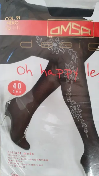 Collant Omsa nero con fiore argento tg S