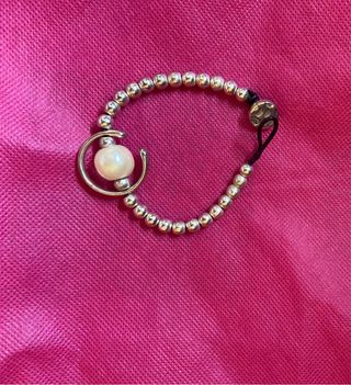 Pulsera Zamak perla y bolitas plata