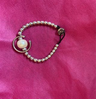 Pulsera Zamak perla y bolitas plata