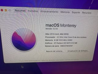 iMac 21.5, 8gb de ram, 480gb ssd y MacOS Monterrey