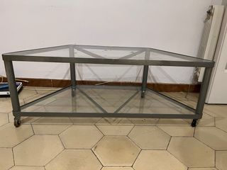 Mesa de centro cristal y metal