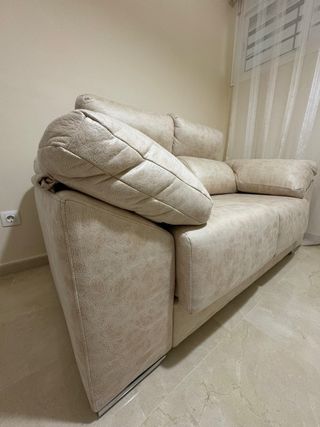 Sofá 2 plazas crema polipiel