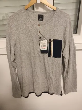 Camiseta Zara Man manga larga gris