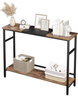 Consola Estantería Estrecha Madera y Metal