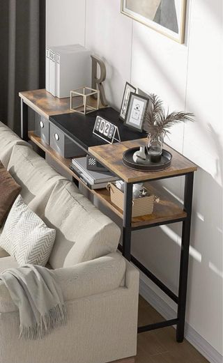 Consola Estantería Estrecha Madera y Metal