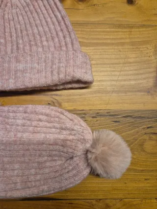 Conjunto gorro y bufanda rosa pompón
