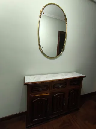 Mueble recibidor madera con espejo