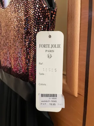 Vestido fiesta lentejuelas negro y dorado