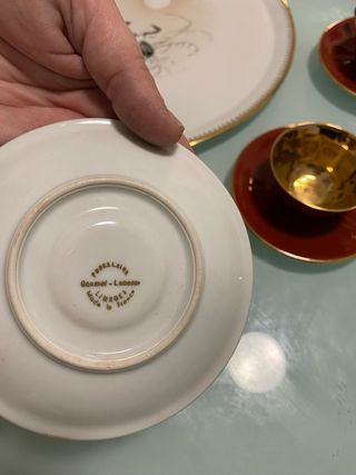 Set de café Limoges porcelana con hilo de oro