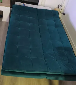 Sofá Cama 3 Plazas Azul Terciopelo