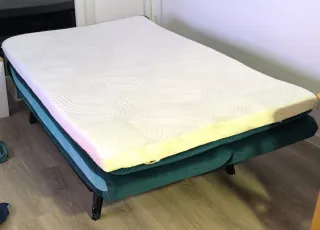 Sofá Cama 3 Plazas Azul Terciopelo