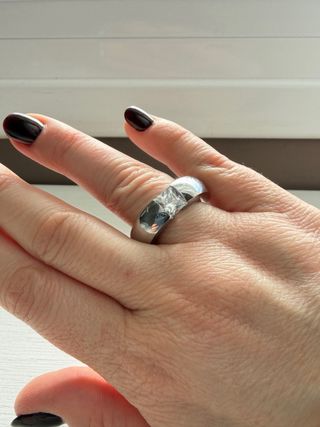 Anillo Acero y circonita