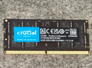 Memoria RAM Crucial 32GB DDR5 SODIMM 5600MHz