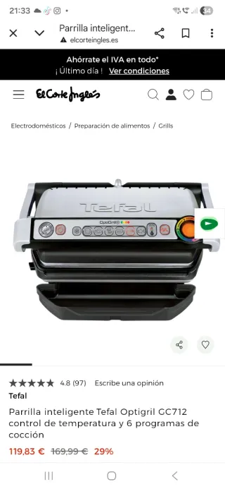 Plancha Grill Tefal OptiGrill