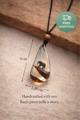 Collar artesanal resina epoxi elefante