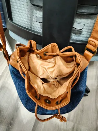 (Solo por envío)Bolso mochila vaquero y piel