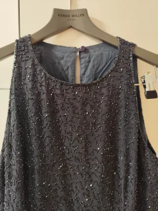 Vestido fiesta gris pedrería T38