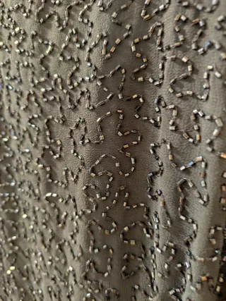 Vestido fiesta gris pedrería T38