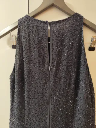 Vestido fiesta gris pedrería T38