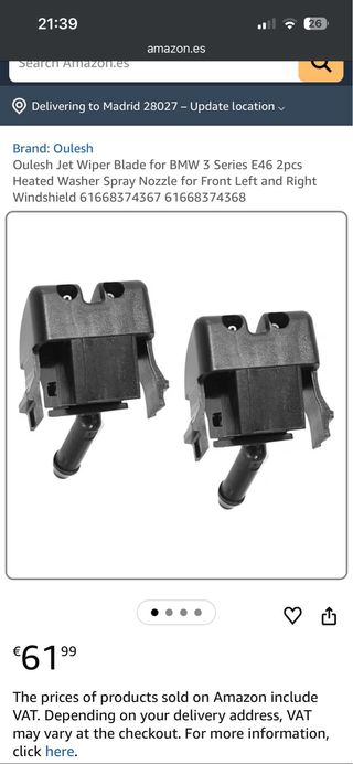 Eyector limpiaparabrisas BMW E46 Originales