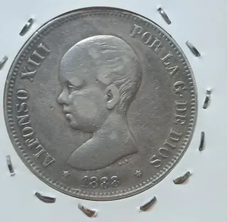 Moneda 5 Pesetas Alfonso XIII 1888 Plata