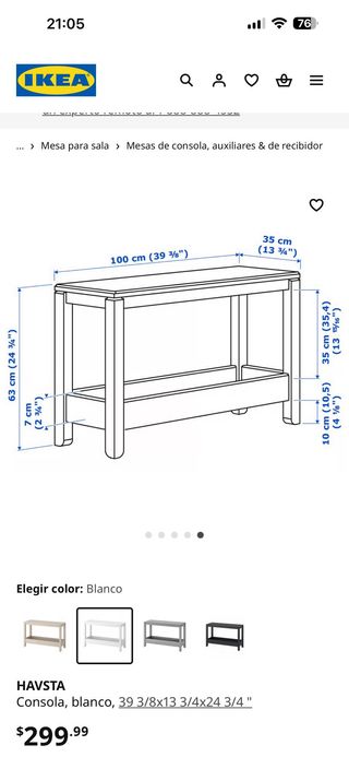 Consola IKEA HAVSTA Pino Macizo Blanca