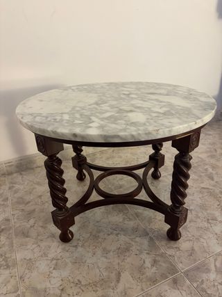 Mesa auxiliar vintage mármol y madera