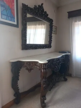 Credenza antiga madeira e mármore