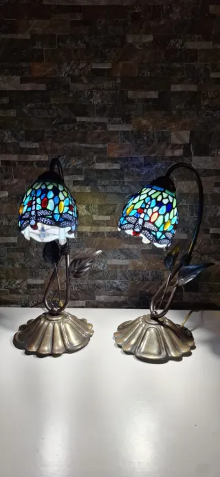Juego de Lámparas Tiffany libélulas Cristal Metal