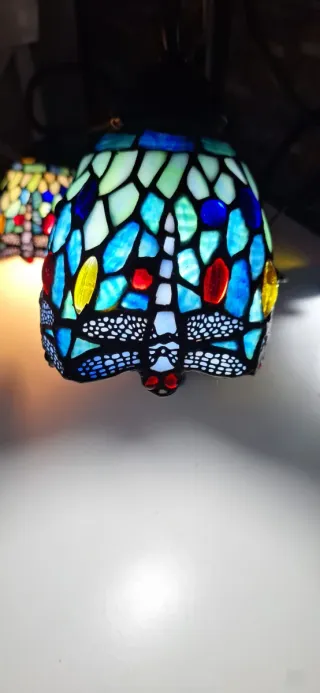 Juego de Lámparas Tiffany libélulas Cristal Metal