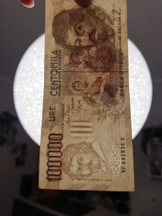 4#. Banconota 100000 lire Caravaggio I tipo.