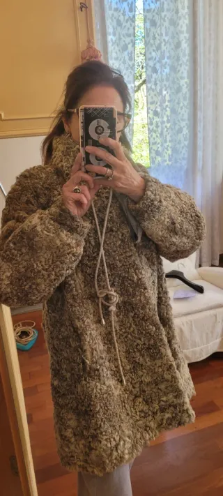 Pelliccia donna grigio/bianco