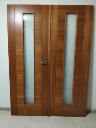 Puertas de madera para salón con cristal