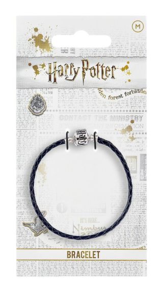 Pulsera Harry Potter Cuero Negro y Plata