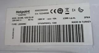Pannello Comandi Lavatrice Hotpoint Ariston 8kg