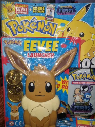 Revista Pokemon Eevee Launcher + Cartas Fuego