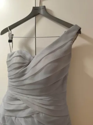 Vestido organza gris perla talla 38