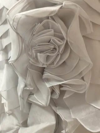 Vestido organza gris perla talla 38