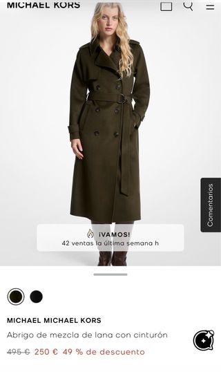 Abrigo Lana Michael Kors Talla L Verde Oliva