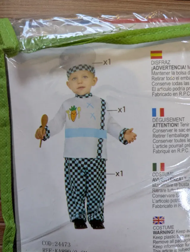 Disfraz de cocinero para bebé 0-9 meses