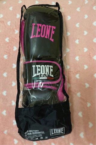 Guanti Box Leone M Nero/Rosa Nuovi
