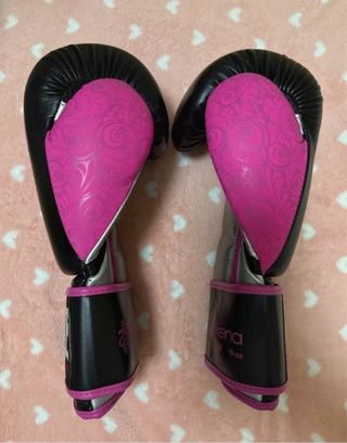 Guanti Box Leone M Nero/Rosa Nuovi