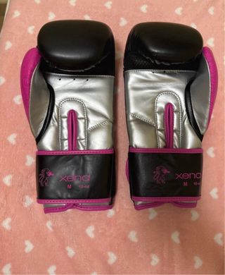 Guanti Box Leone M Nero/Rosa Nuovi