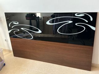 Cabecero Nogal y Negro con Cristal Templado