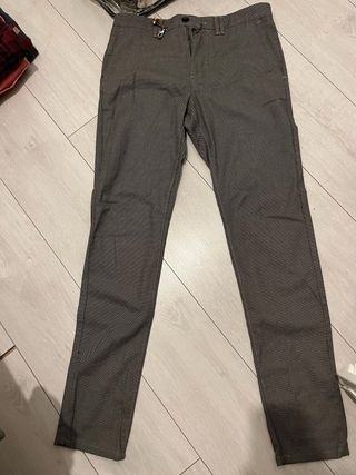 Pantalón Zara Talla 38 Gris/Negro