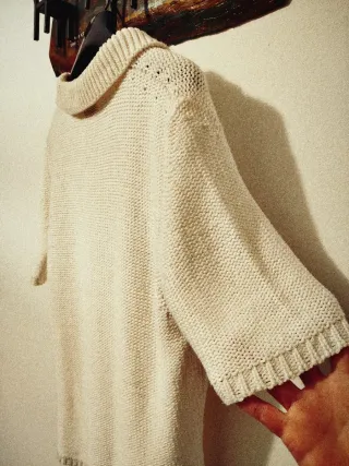 Jersey Polo Blanco de Punto, Manga Corta