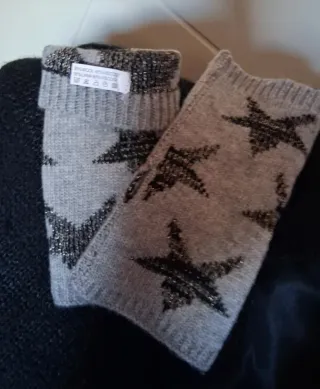 Set scaldacollo + guanti donna grigio/nero