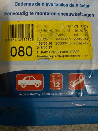 Cadena de nieve Konig zip 12