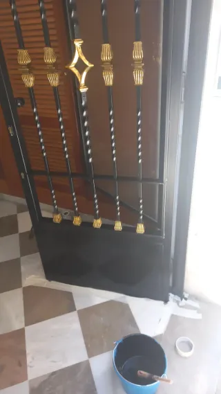 Puerta de forja con detalles dorados