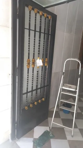 Puerta de forja con detalles dorados